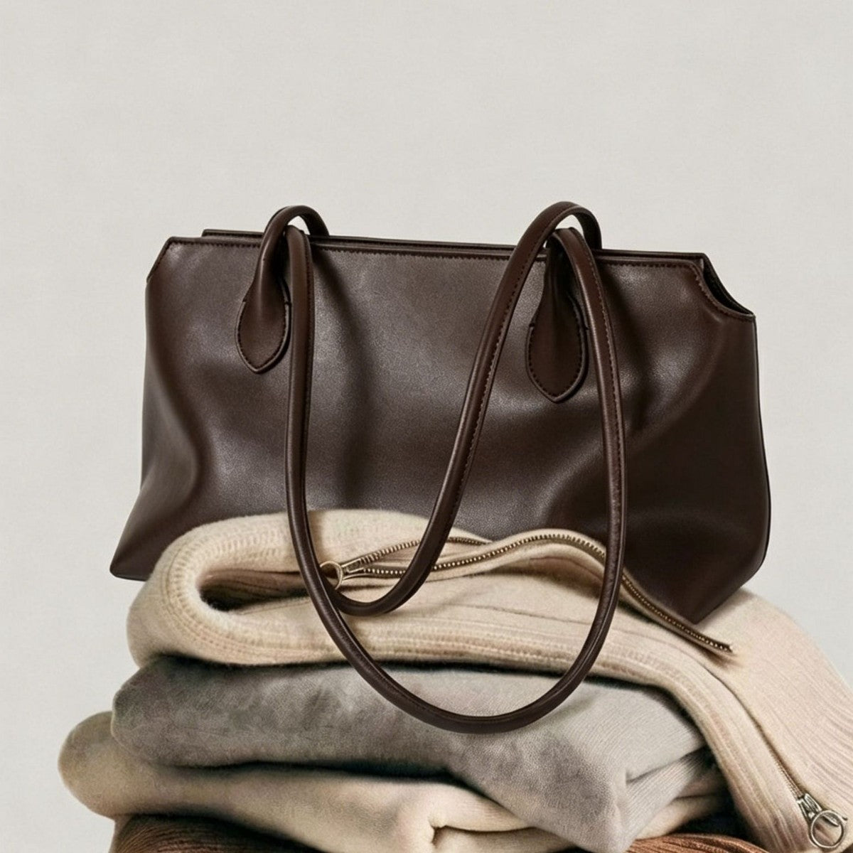 Langgriff strukturierte rechteckige Schulter Tote Bag