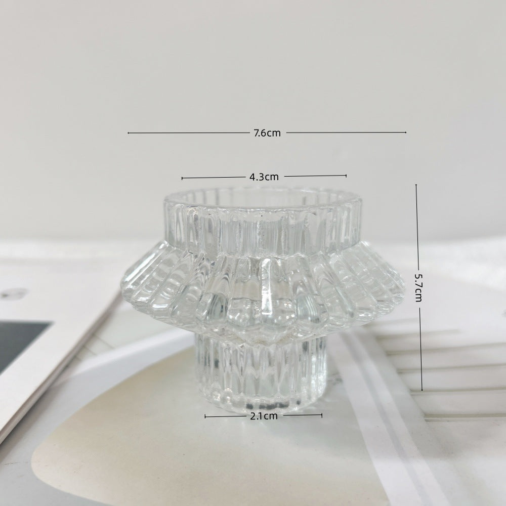 Rippentexturierter Glas-Teelichthalter mit ausladendem Kragen Brehn