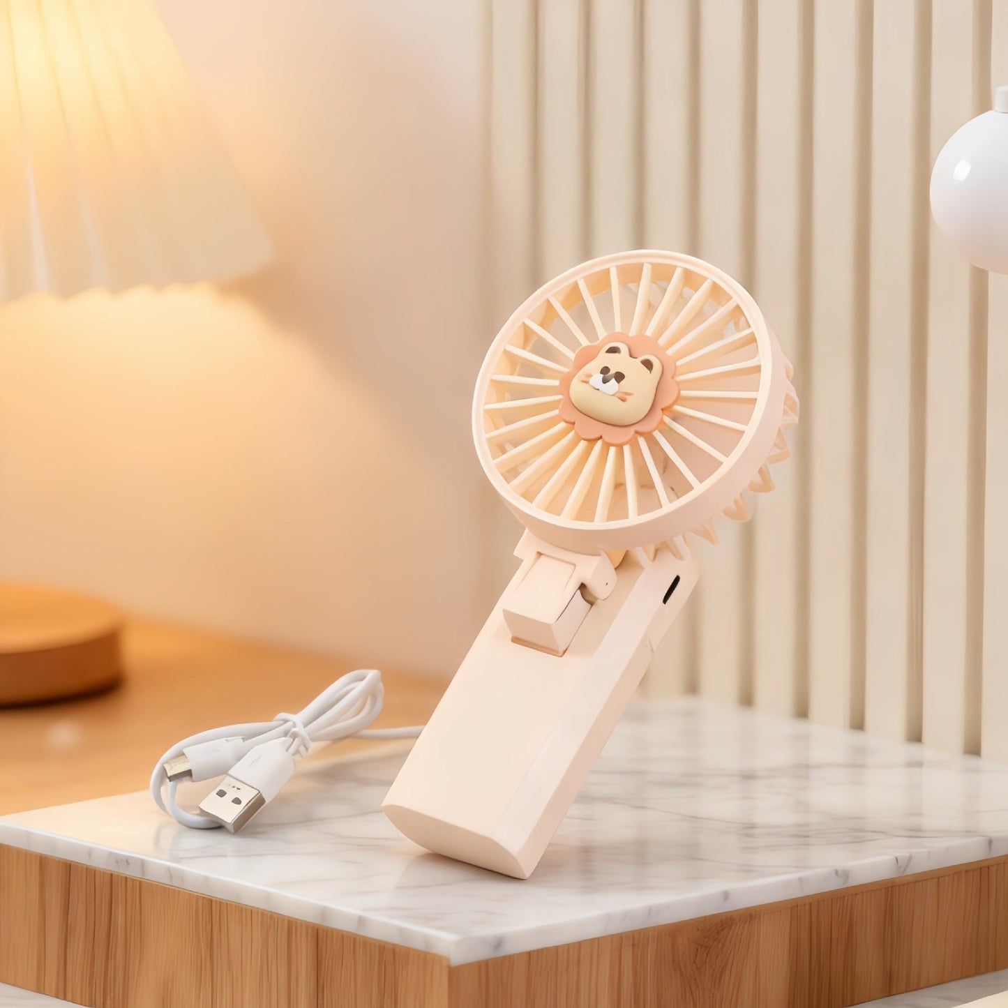Frauen Tragbarer Mini Handventilator mit Süßem Löwendesign Brehn