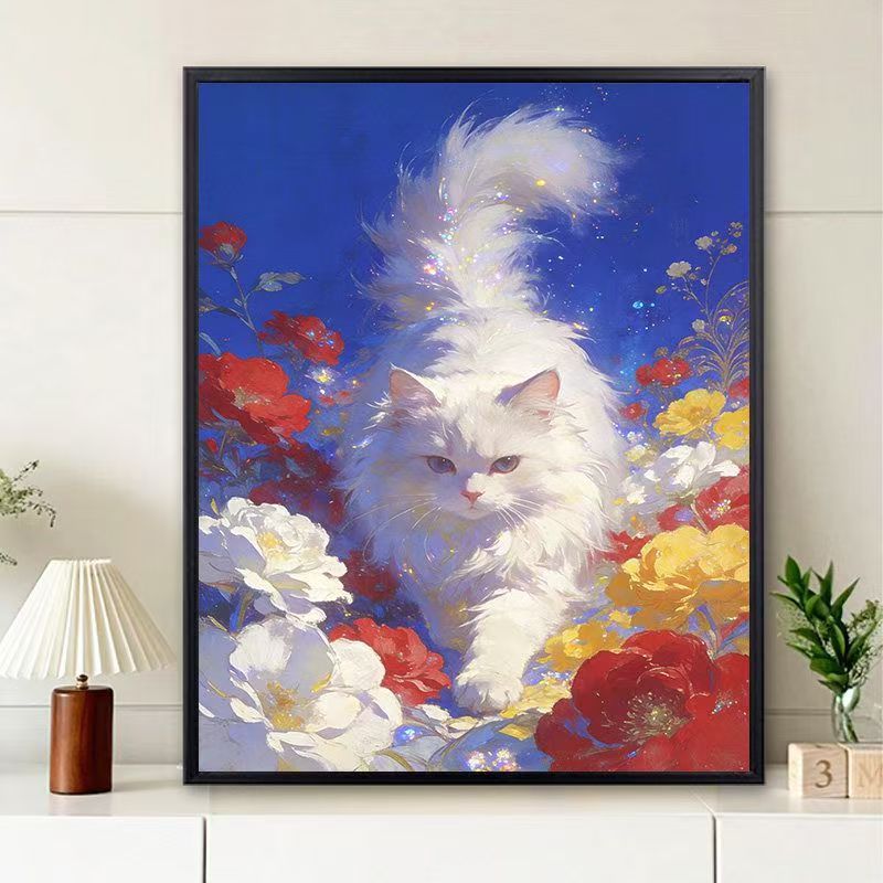 Florale Katzen-Themen Wandkunst Druck Brehn