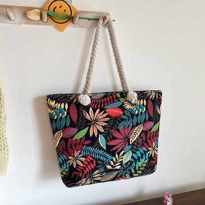 Gestreifter Canvas Strandtasche