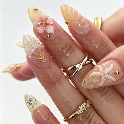Künstlerisches florales Design Press-On Nägel Brehn