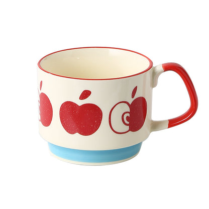 Keramikbecher mit Retro-Punkte-Design und ergonomischem Henkel