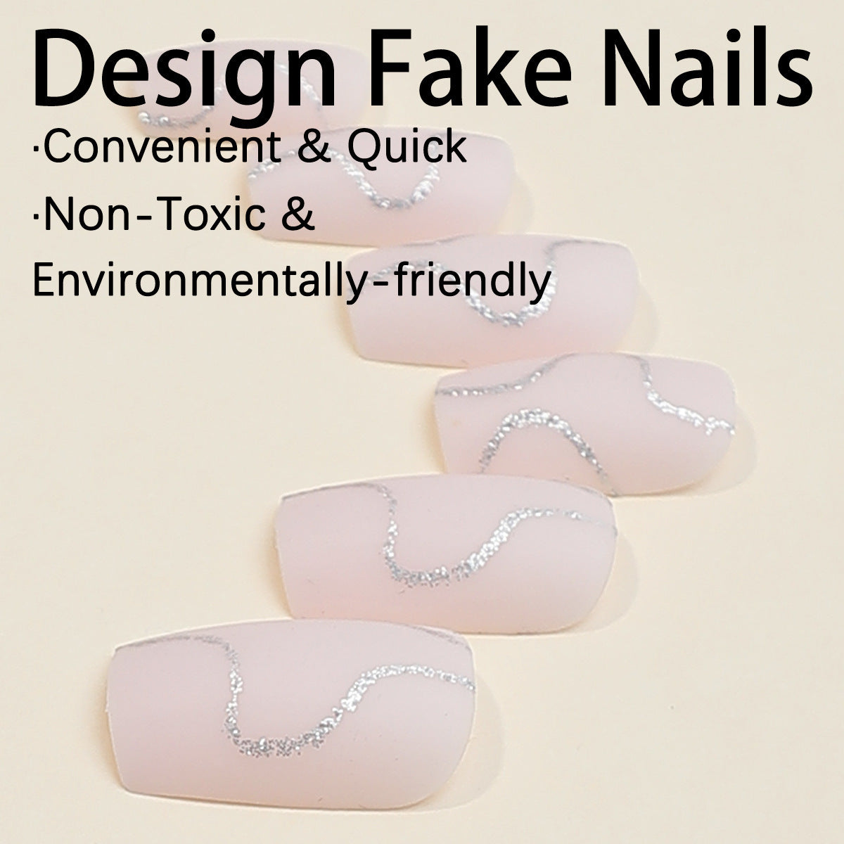 Kunstnagelset mit elegantem Glitter-Konturdesign Brehn