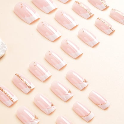 Elegantes French Tip Press-On Nail Art Set Brehn