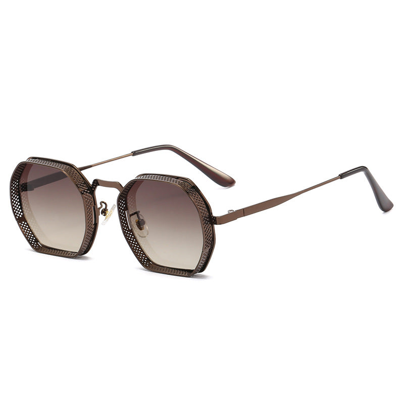 Damen Sonnenbrille mit einzigartigem oktagonalem Metallrahmen Brehn