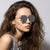 Damen geometrische Sonnenbrille mit hochwertigem Metallrahmen Brehn