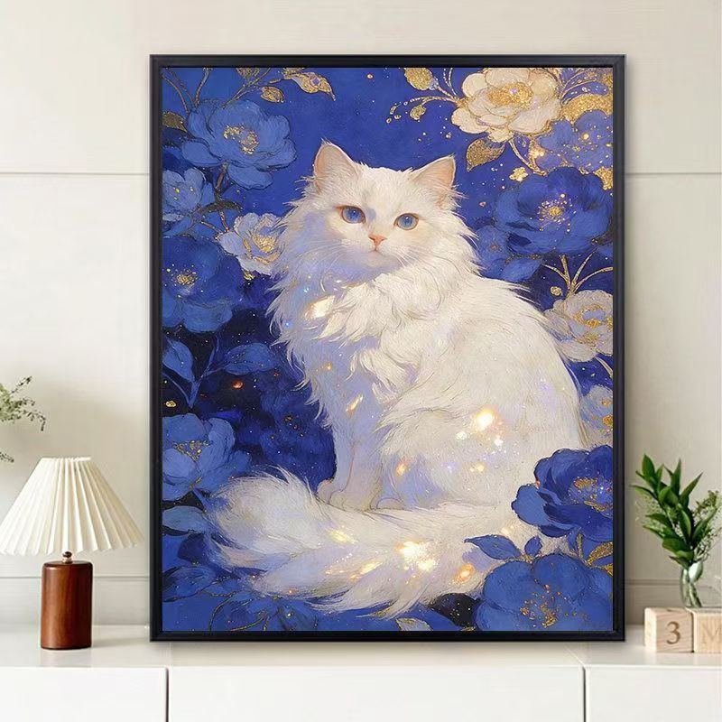 Florale Katzen-Themen Wandkunst Druck Brehn