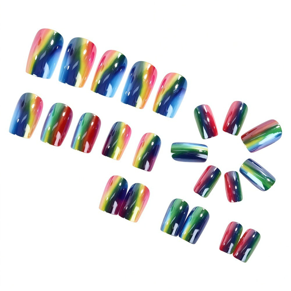 Bunte Kunstnägel im Regenbogen Design Brehn