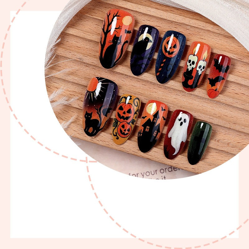 Kunstnagelset mit Halloween-Motiven Brehn