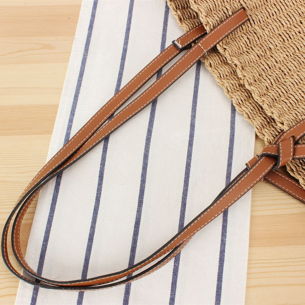 Strandtasche Aus Handgewebtem Naturmaterial mit Robusten Lederriemen Brehn
