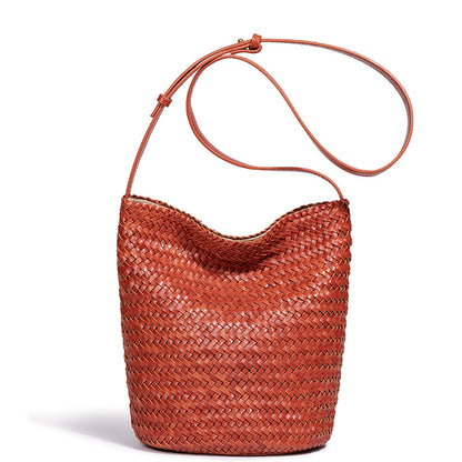 Handgewebte Leder Eimer Tasche Brehn