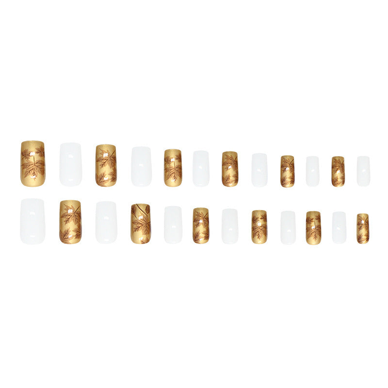 Luxus Metallic Blatt Design Press-On Nagelspitzen Brehn