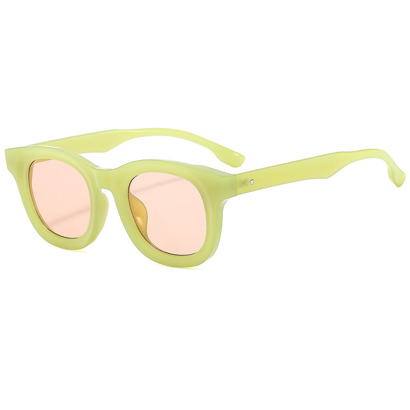 Damen Runde Sonnenbrille mit stylishen, breiten Kunststoff-Rahmen Brehn