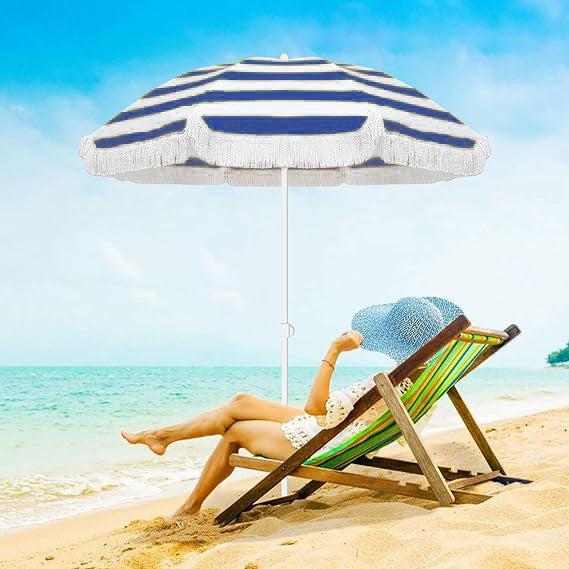 Damen Sonnenschirm mit stylishen Quasten Brehn