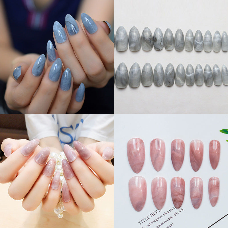 Elegante Marmor-Effekt Press-On Nagelspitzen Brehn