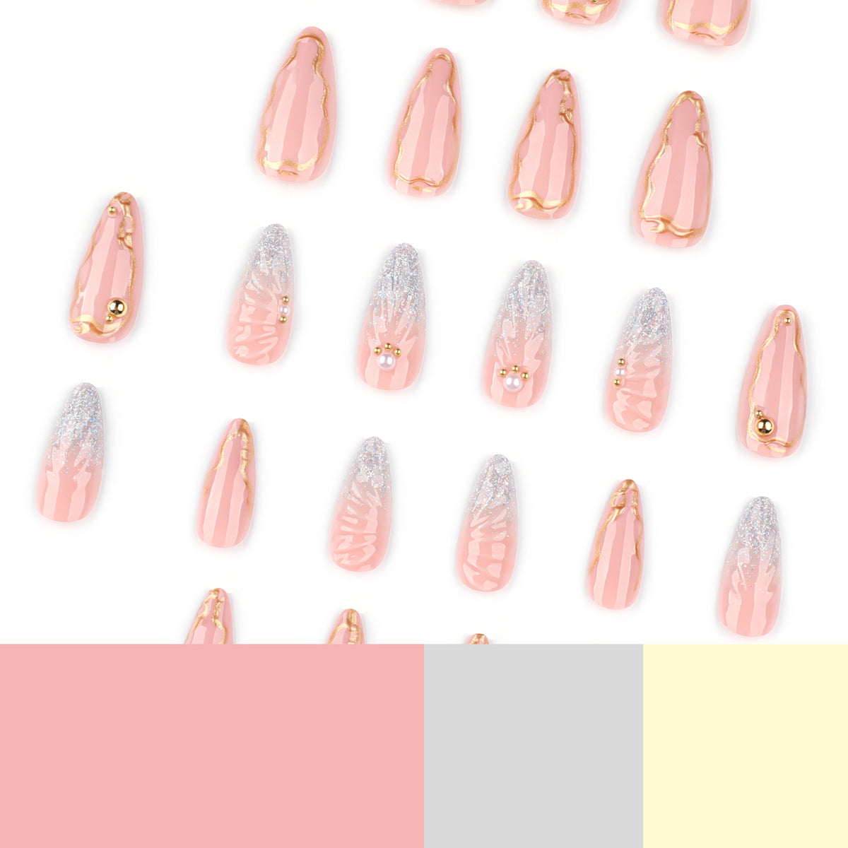 Kunstvolle Stiletto-Nägel mit elegantem Goldverzierungs-Design Brehn