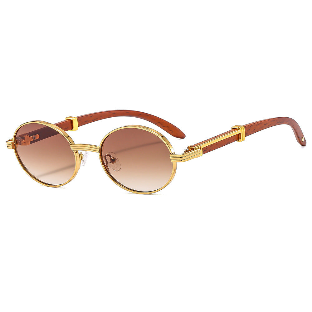 Vintage-inspirierte runde Sonnenbrille mit luxuriösen goldenen Akzenten Brehn