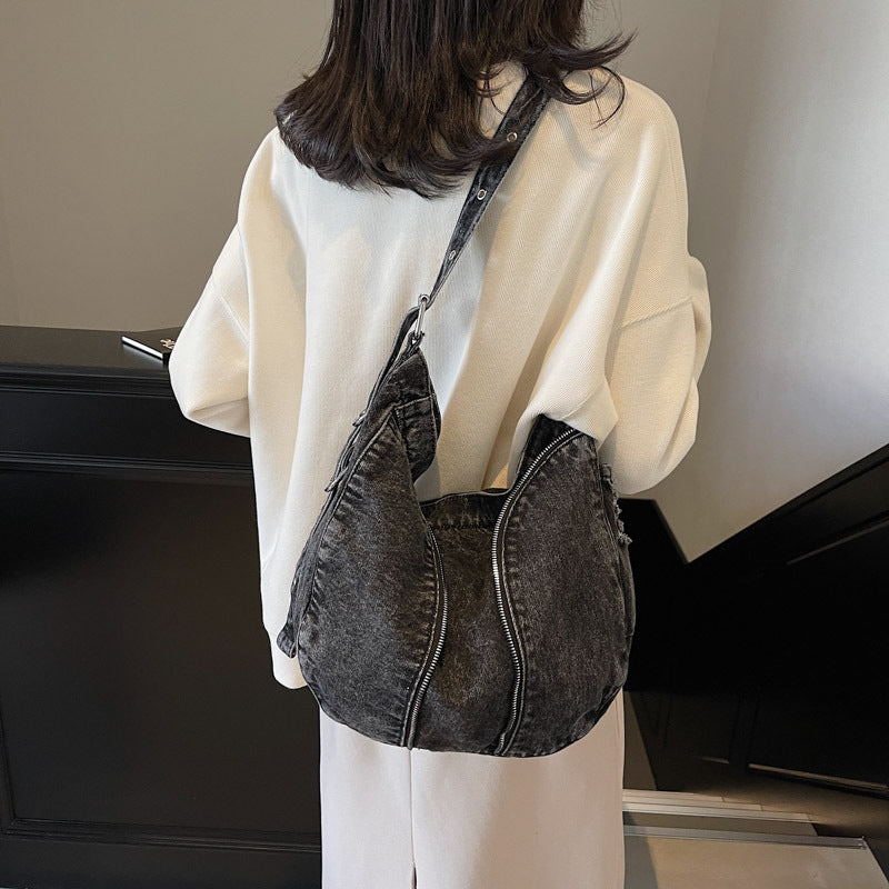 Modische Denim Schultertasche Brehn