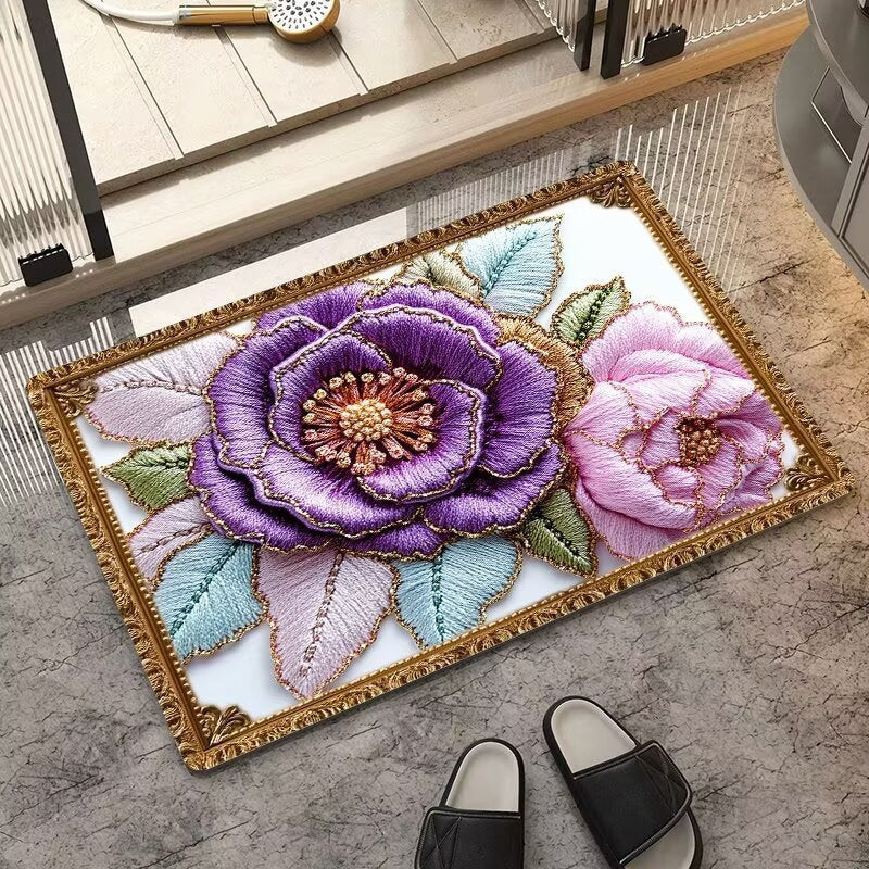 Luxuriöser Bestickter Floraler Teppich Brehn