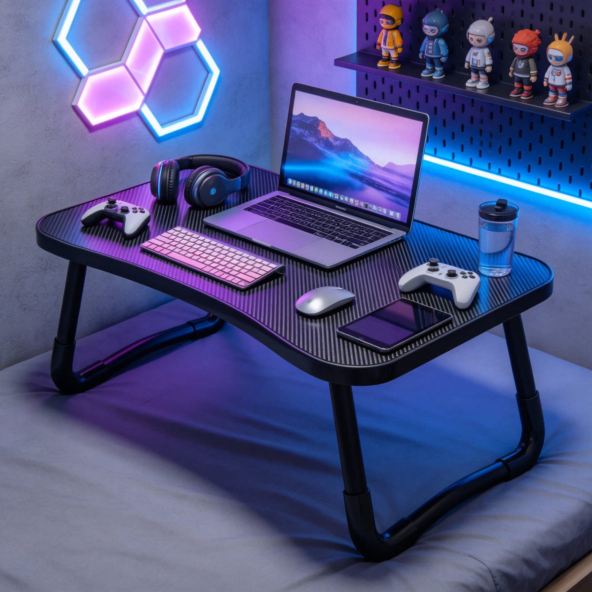 Tragbarer Klapp-Laptoptisch mit gewölbten Metallbeinen und rutschfester Oberfläche