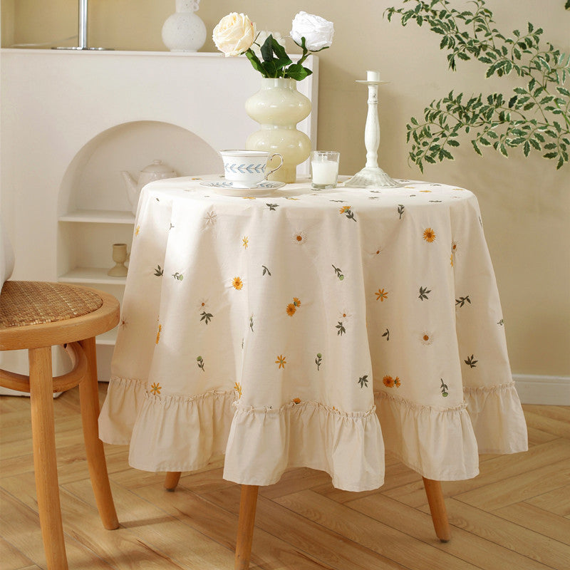 Bestickte Blumenmuster Tischdecke
