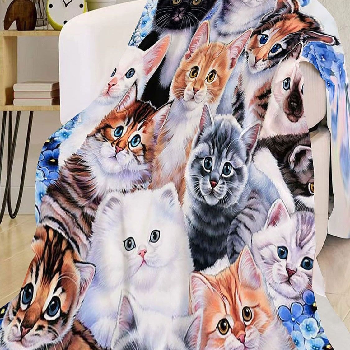 Künstlerische Katzen-Design Fleece-Wurfdecke
