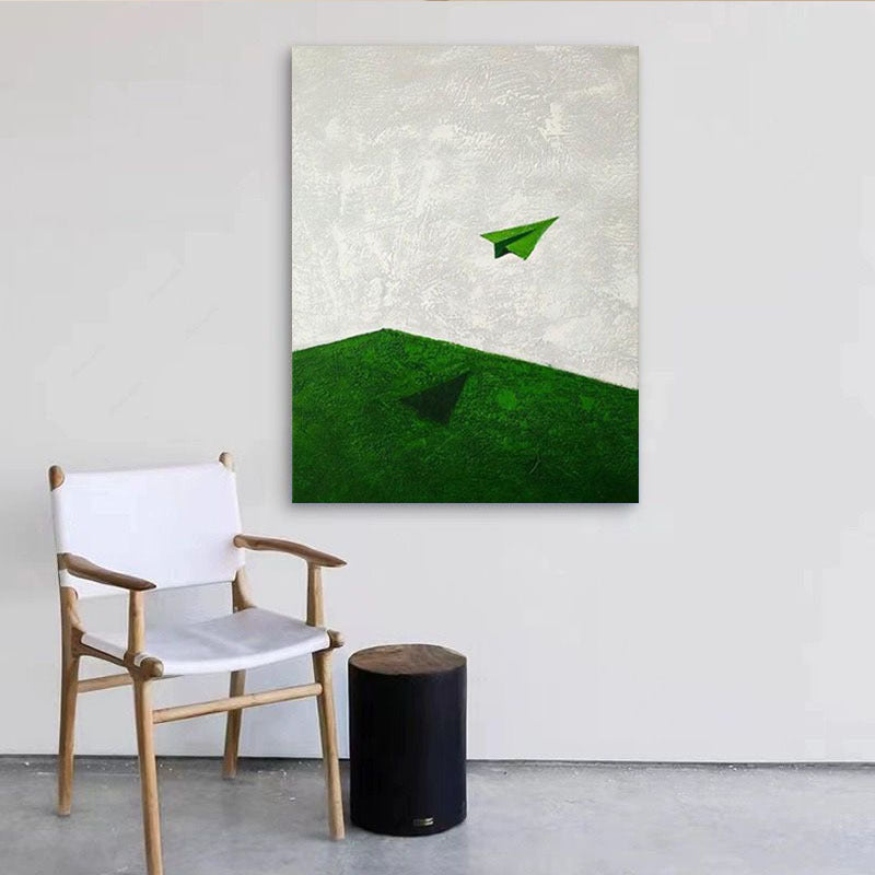 Abstractes Papierflugzeug Leinwandkunstwerk