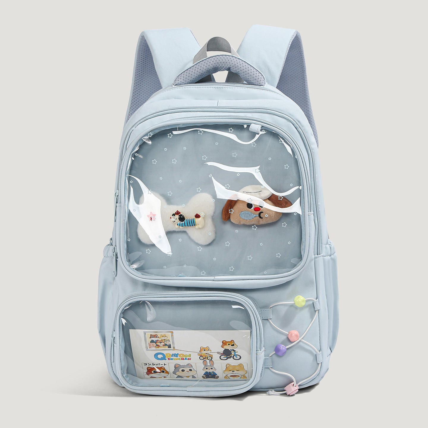 Niedlicher transparenter Charakter-Schulrucksack