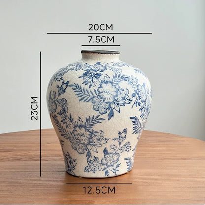 Vintage Floral Keramikvase