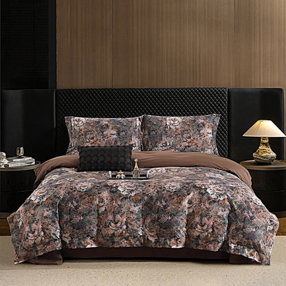 Florales bedrucktes Satin-Baumwoll Wendebettbezug Set mit Umschlagkissenbezügen