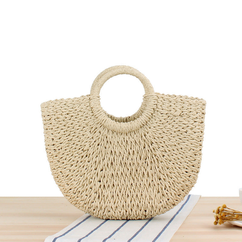 Strandtasche Aus Robustem Geflochtenem Material mit Modernem Kreismodell Brehn