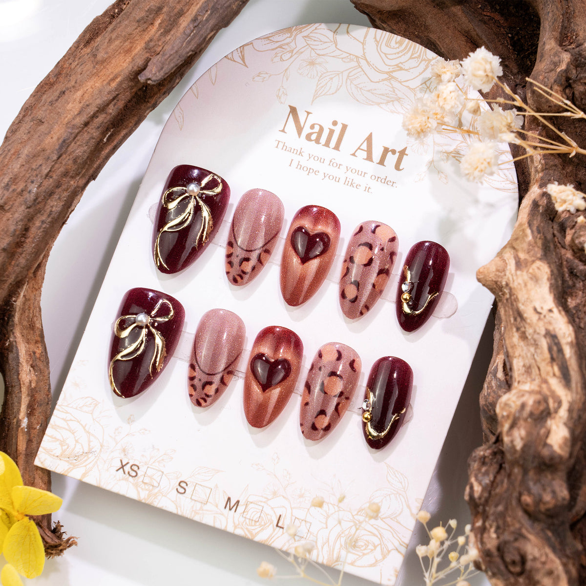 Dekoratives Press-On Nail Art Set mit elegantem Bogen Merkmale Brehn