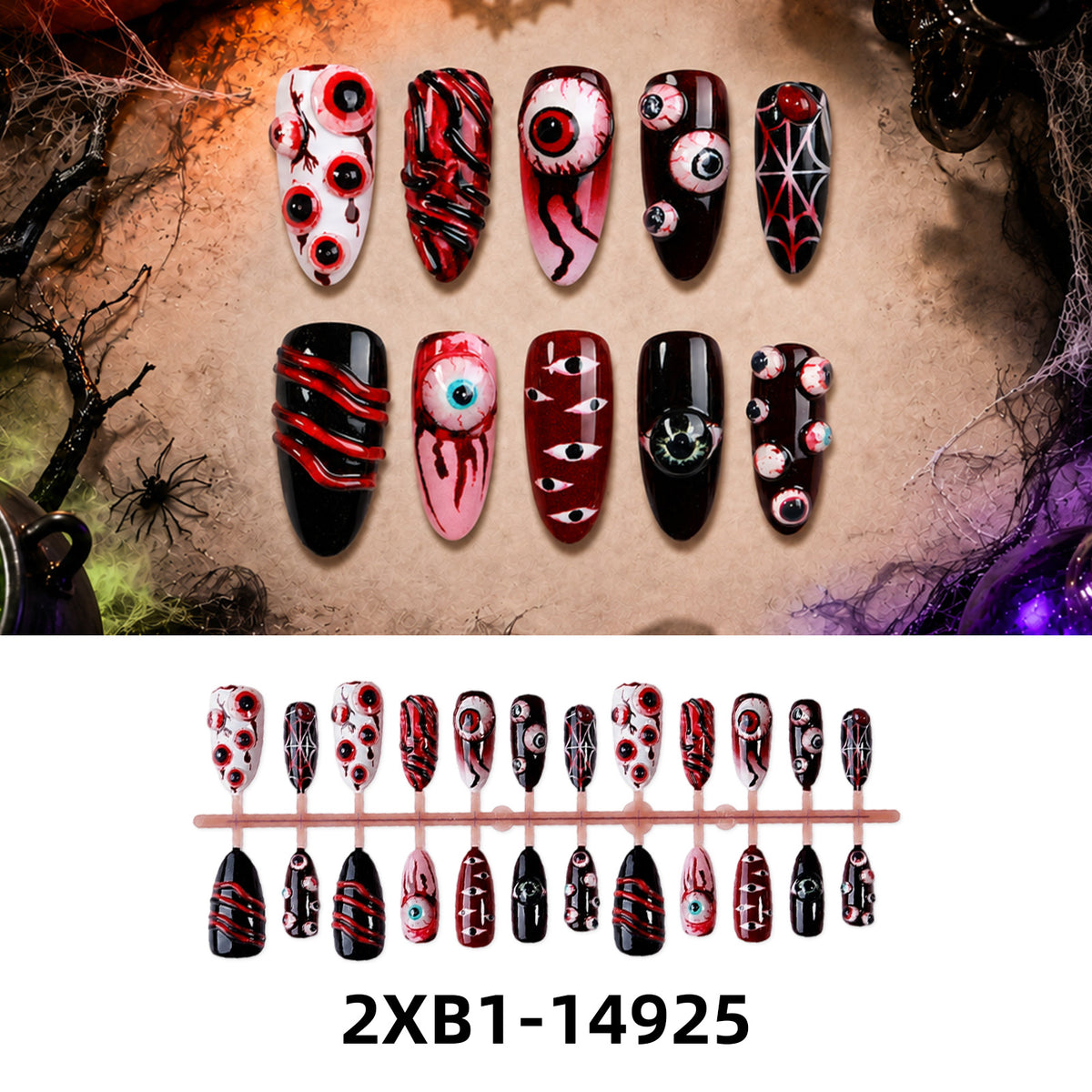 Kunstnagelset mit kreativen Halloween-Motiven Brehn