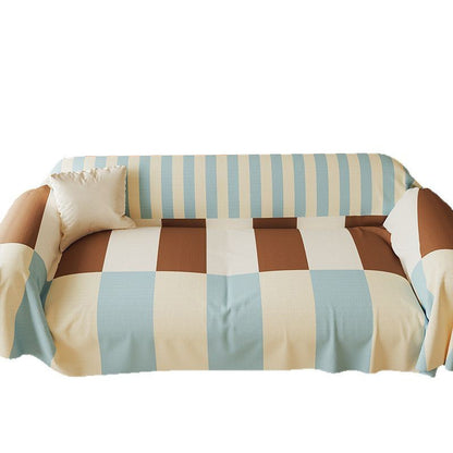 Quilted Oversized Plaid Sofa Slipcover with Armrest Drapes and Non-Slip Backing