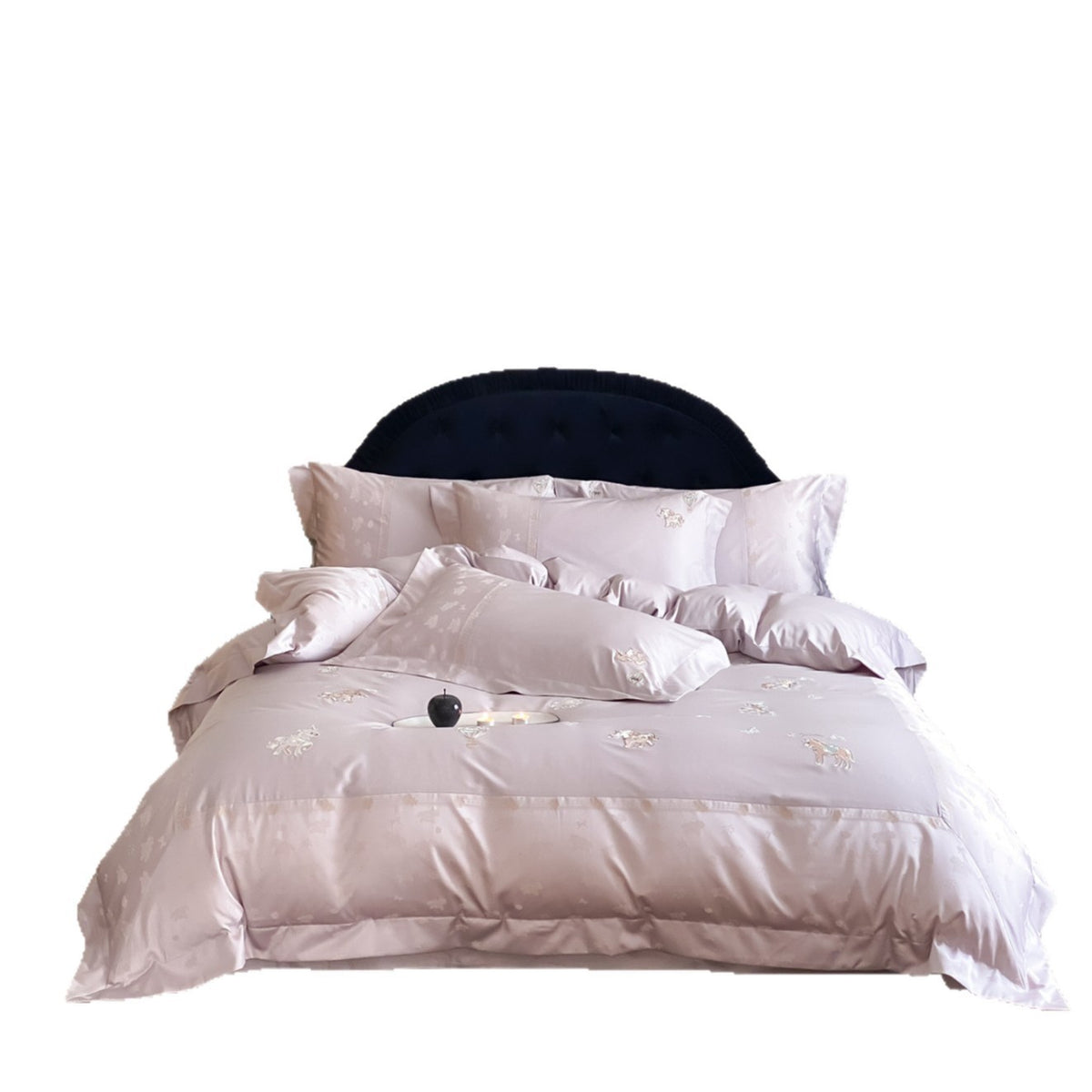 Luxuriös bestickte Satin Bettbezug Set mit Kissenbezügen