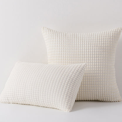 Plüsch Waffelraster Chenille Sofa Akzent Kissen Duo mit abnehmbaren Reißverschlussbezügen