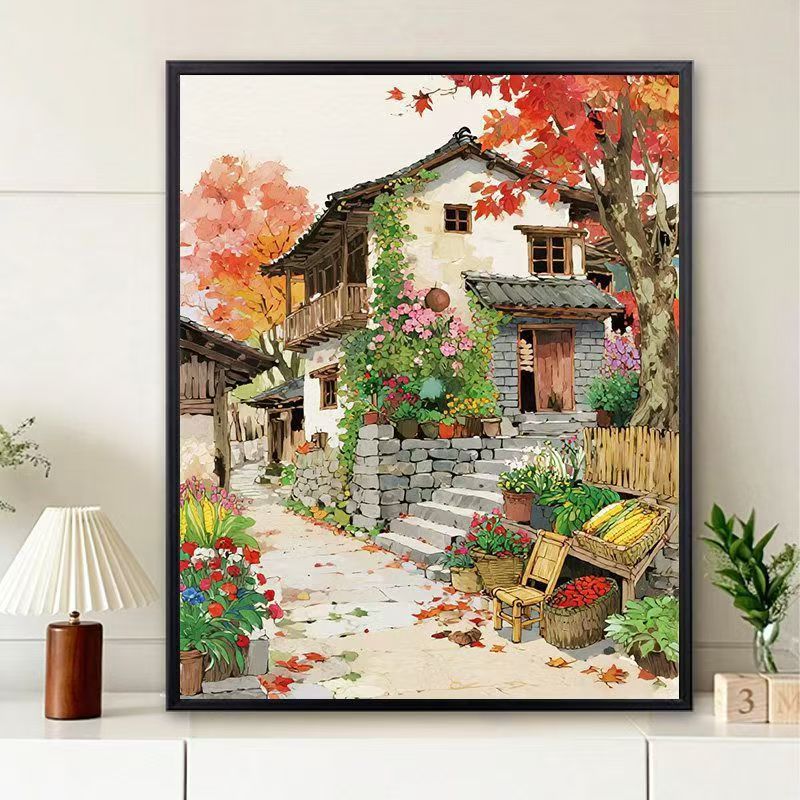 Scenic Village Landschaft Kunstdruck Brehn