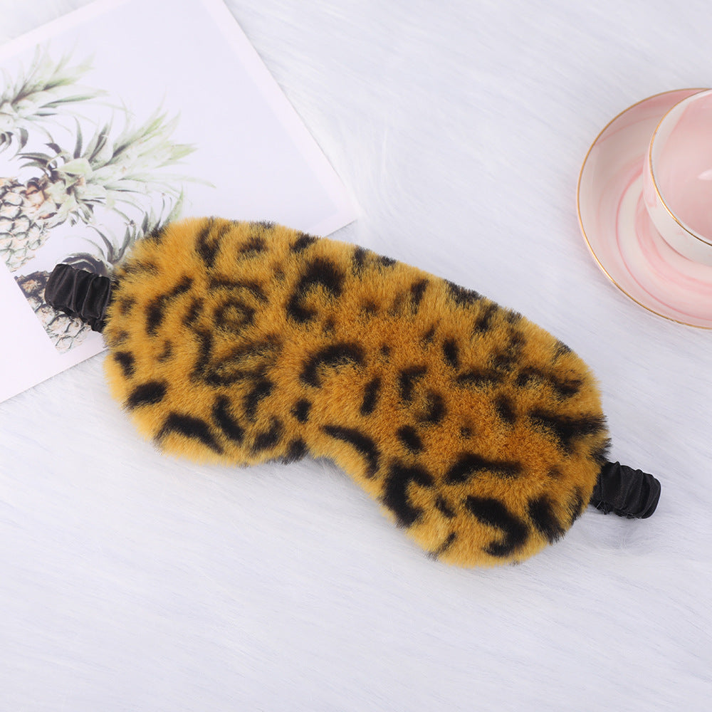 Damen nan luxuriöse Kunstfell Schlafmaske mit Leopardenmuster, extra weicher Polsterung und elastischem Komfortband Brehn