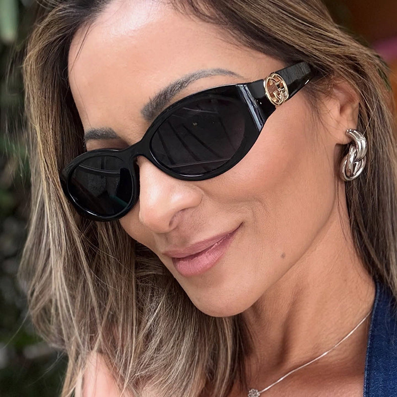 Damen modische Katzenaugen-Sonnenbrille mit schützendem UV-Filter und luxuriösen Akzenten Brehn