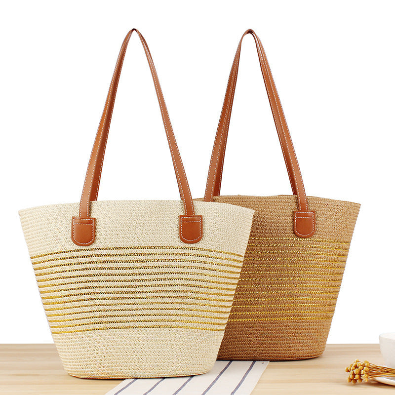 Strohtasche Im Modernen Streifen-Look Brehn