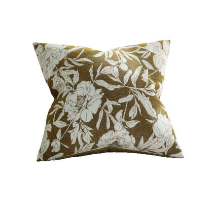 Quadratischer Dekorativer Kissenbezug mit großem Blumen‑Jacquard und samtigem Rückteil Brehn