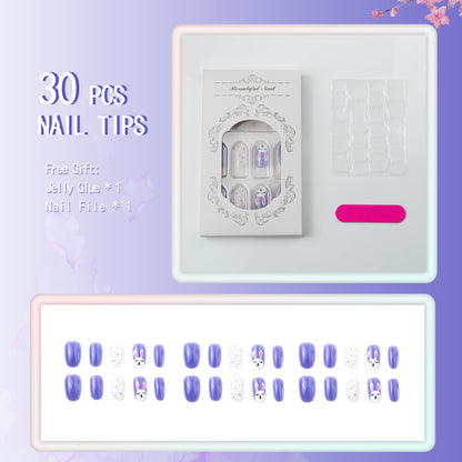 Themenbunny und Punktemuster Press-On Nail Art Set