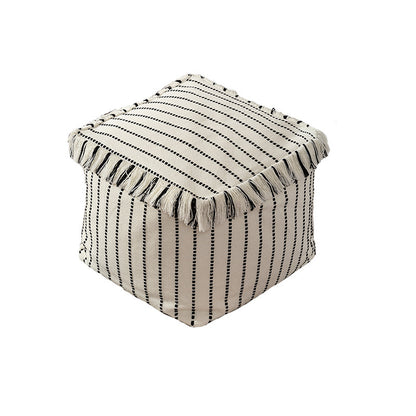 Boho-Sitzpouf aus Baumwollgewebe mit Fransen Brehn