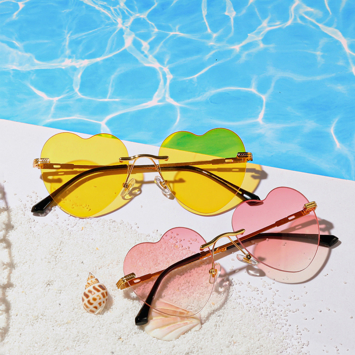 Damen trendige Herz-Sonnenbrille mit verspiegelten Gläsern Brehn