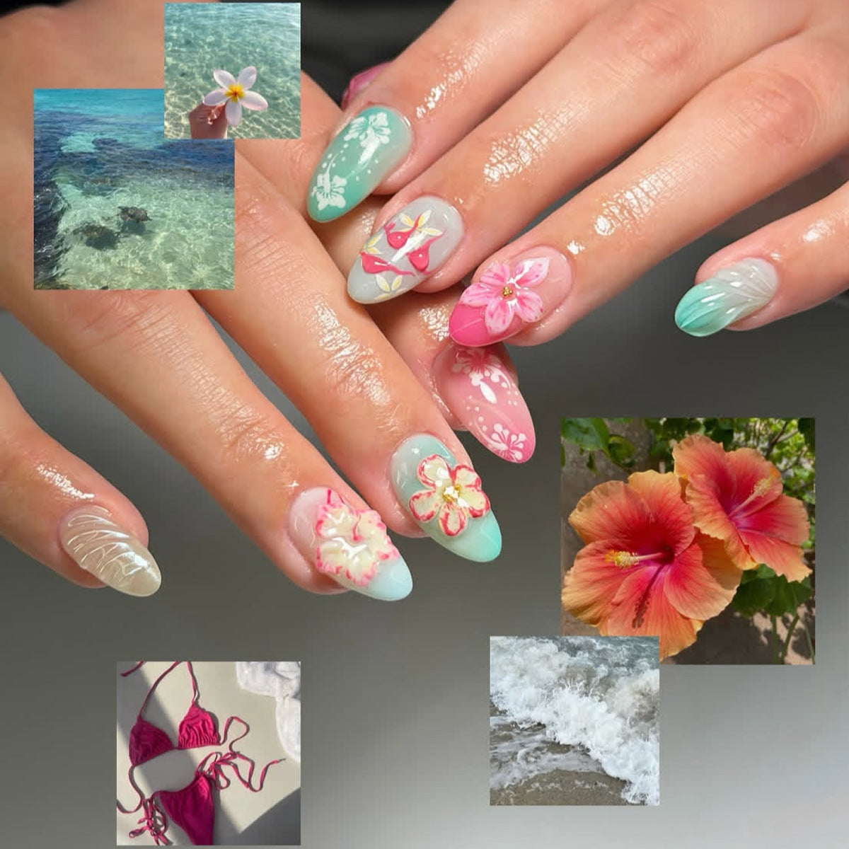 Elegante Kunstnagelkollektion mit floralen Motiven Brehn