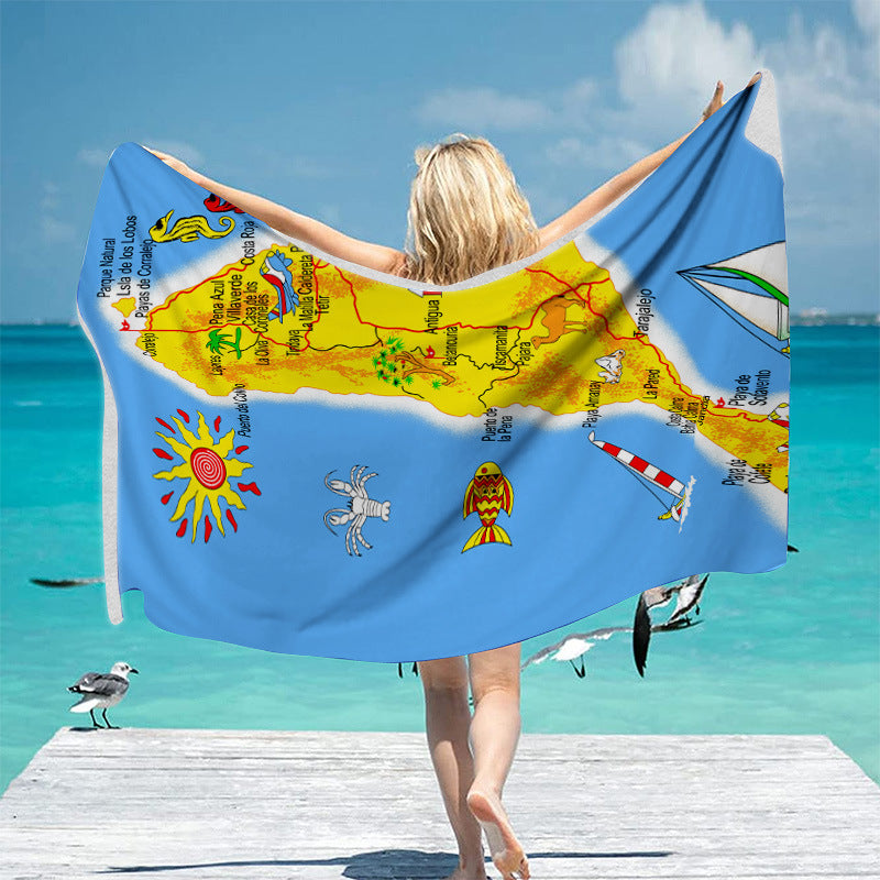 Strandtuch mit einzigartigem geografischen Motiven Brehn