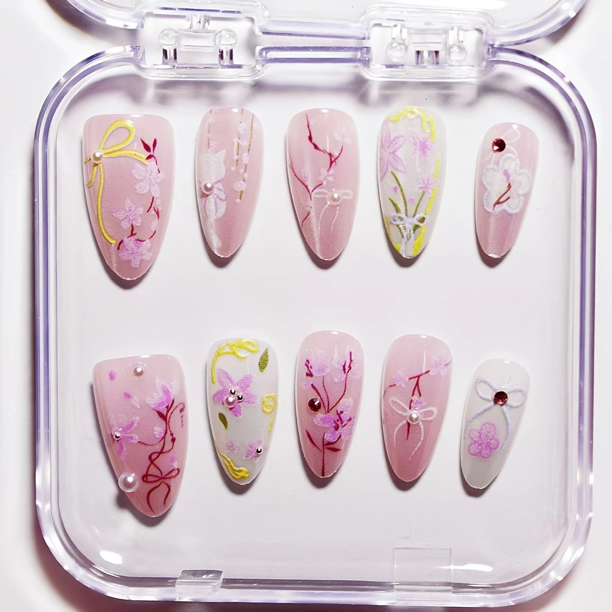 Künstlerisches Floral Press-On Nagelset Brehn 1789447219
