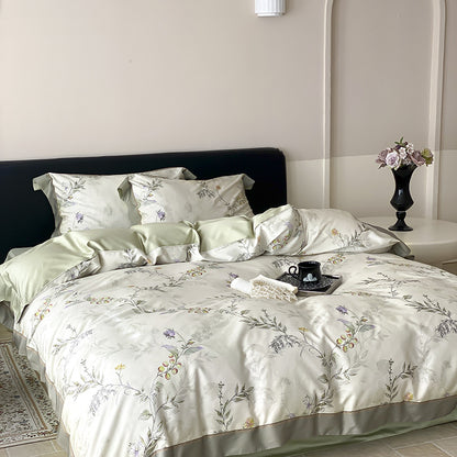Botanisches Baumwollsatin Bettbezugset mit luxuriösem Satinrand & wendem Design