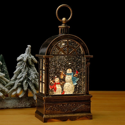 Nostalgische Weihnachtslaterne mit Schneefall und beweglicher Weihnachtsmann-Szene Brehn